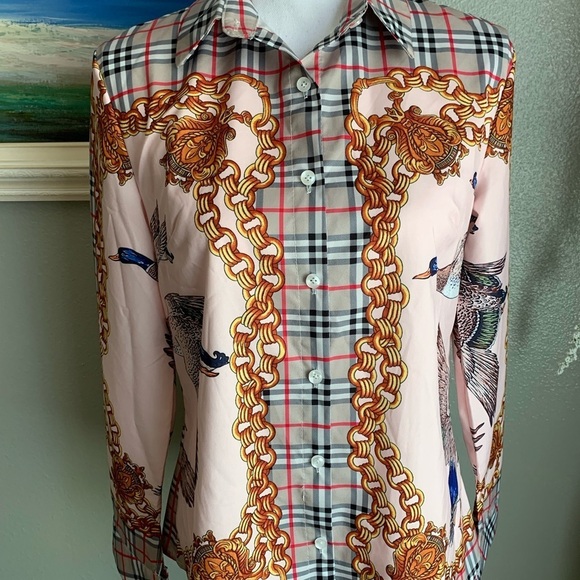 Diandian Didi Multicolored Long Sleeve Button Down Blouse Size Large - Picture 16 of 17